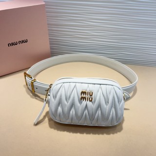 TBkicks MiuMiu Leather Designer Bag Belt White 3.0 CM