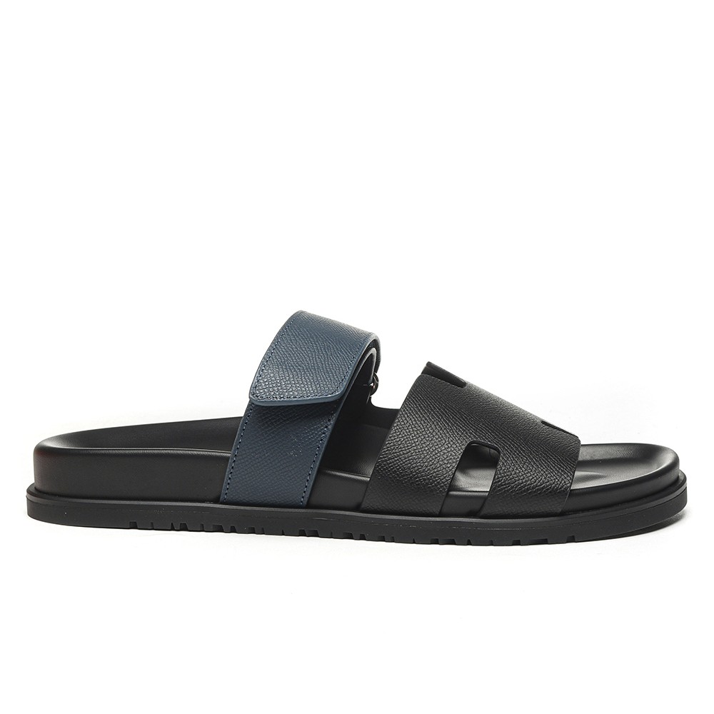 TBkicks Hermes Chypre Sandal Leather Black Blue