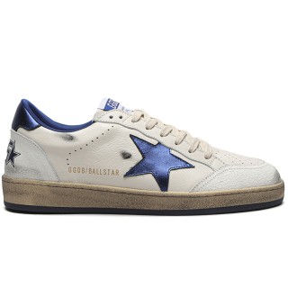 TBkicks Golden G00se Ball Star White and Metallic Blue Distressed Leather Sneakers