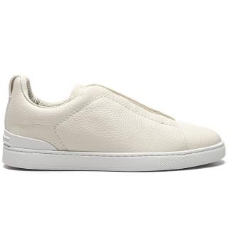 TBkicks ZEGNA Triple Stitch™ Grain Leather Slip-on Sneakers Off White